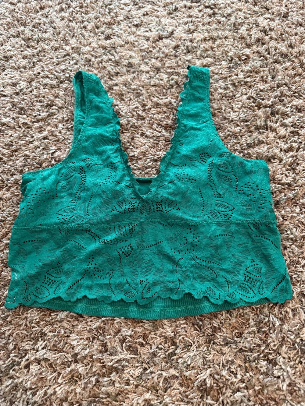 aerie emerald green Lace Cropped Tank
